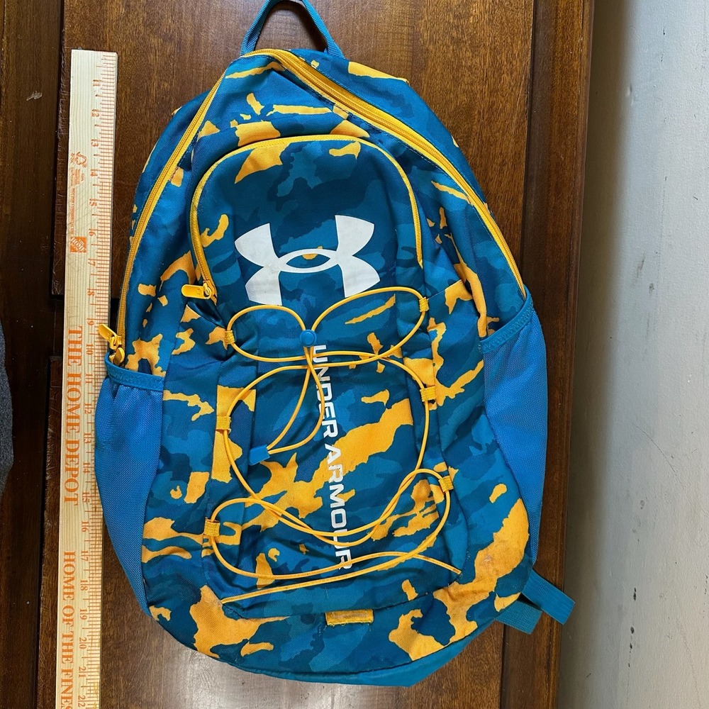 Under Armour Hustle Sport Backpack Unisex OS Blue Yellow Camo Bungee